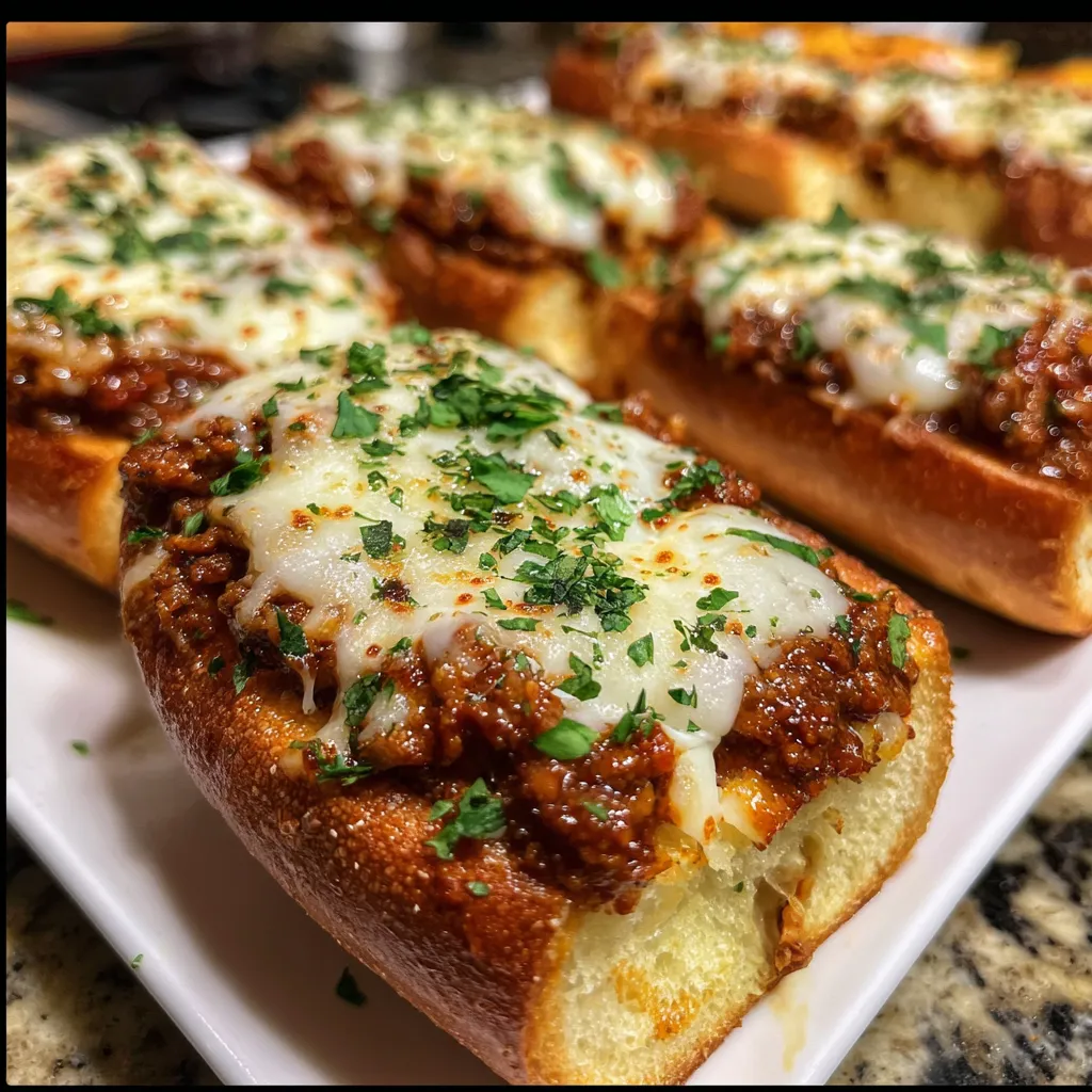Ultimate Italian Garlic Bread Sloppy Joe with Herbs and Parmesan